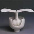 Small white vessel with winged insert, 1992. Ruth Duckworth