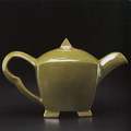 Teapot with bright green glaze, 1990. Jefferey Oestreich