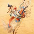 《鳳蕭圖》 張大千先生畫本 緞底 28cm x 45cm