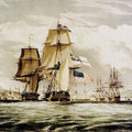 HMS Shannon, a Royal Navy frigate, leads the captured USS Chesapeake into Halifax harbour, 1813. There were also naval battles on the Great Lakes
