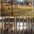 台中[白色森林公園]2：園內吊飾小廣場(上)，園內餐廳與竹為鄰(下)