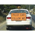 The pilot car is to guide where you should go during the road constuction.