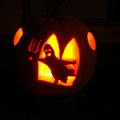 The carved pumpkin- Ghost with candle light