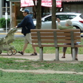 近捷運唭哩岸站,捷運高架下的長型公園.