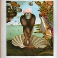 安東尼．布朗的「威利的畫」裡的插圖：「一絲不掛」和「好心的婦人」，與波提且利的原圖「維納斯誕生」和米勒的原圖「拾穗」做比較。