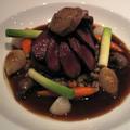 Castaing duck breast, confit duck leg with barley risotto,
baby carrots, cepe mushrooms and port jus