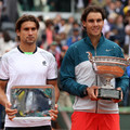 2013.6.9 圖左法網男單亞軍 David Ferrer  及 冠軍 Rafael Nadal 
