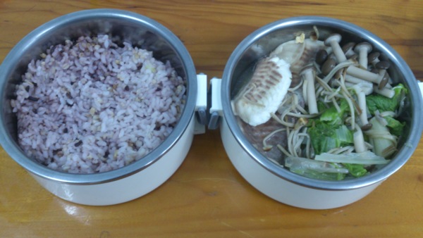 五榖飯+鯛魚菇菇+青菜