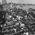1949年5月，一部分逃難者擠在一艘將駛向寧波的美國海軍貨船