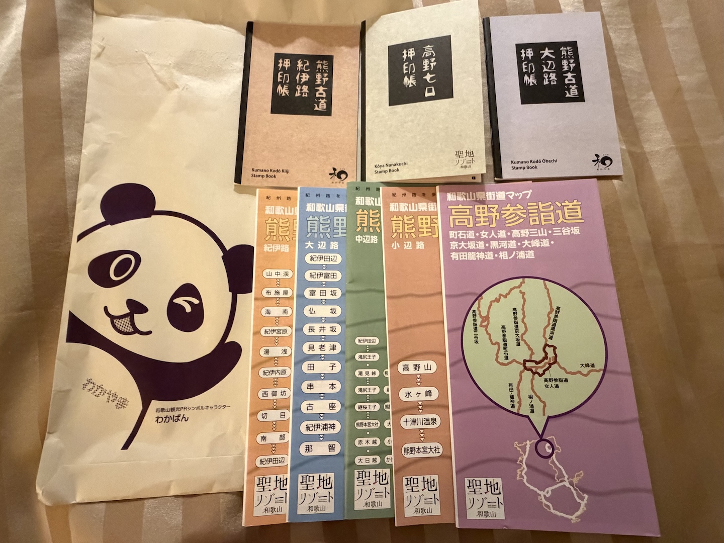 觀光聯盟寄來的熊野古道地圖和押印帳