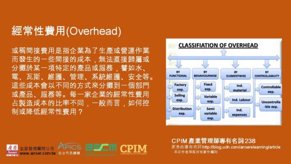 經常性費用(Overhead) - 安瑟供應鏈及物流運籌管理專有名詞 - udn部落格
