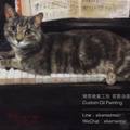鋼琴上的貓　油畫