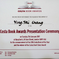 Costa Book Awards Presentation Ceremony in London (英國第二大文學獎頒獎典禮）invitation