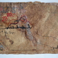 相信，23x16cm，咖啡/咖啡濾紙/餐桌紙/棉線/壓克力，2015 (反面)
已售 sold