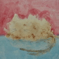 1．有貓，咖啡/水彩，13.5x19.5cm，2013 