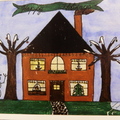 這張卡片是我女兒在小學四年級時的畫作，家門前的二顆鐵樹，被她改成了二顆乾枯的大樹，呵....Merry Christmas ,Happy Holiday !!