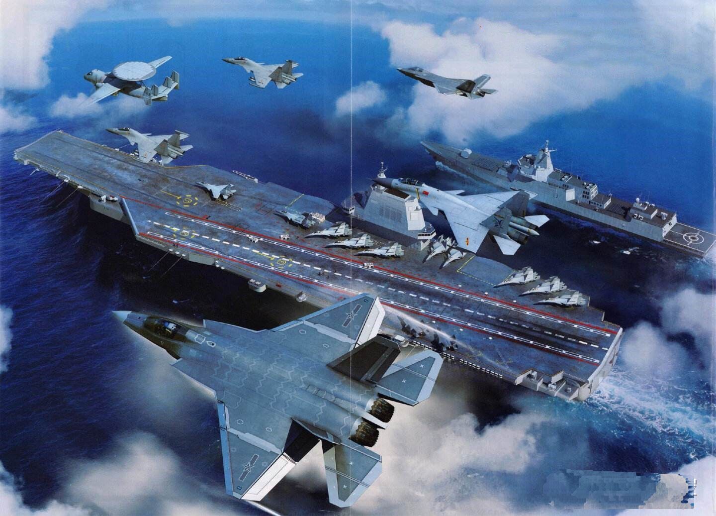 中國海軍第3艘航空母艦戰鬥群示意圖China navy CV-18 CBG. - Red Square 123的部落格- udn部落格