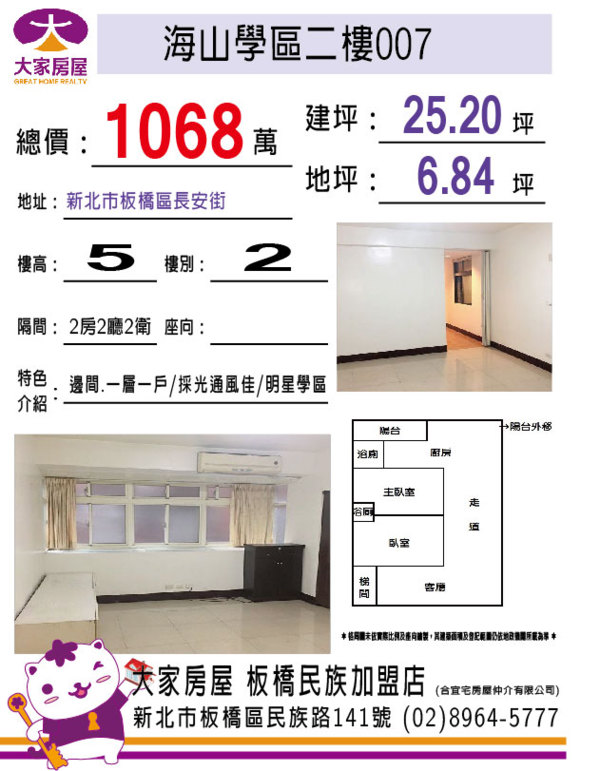 海山學區二樓 大家房屋板橋民族店 02 64 5777 大家房屋板橋民族店0264 5777 Udn部落格