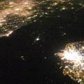 朝鮮半島夜間空拍圖