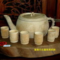 竹雕茶器組(一壺六杯)