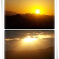 台北我的家，從陽台遠眺，看到的是臺北盆地美美的山際線，
迎接旭日東昇，黃昏的夕陽，灑落一地的殘紅與初昇的月亮相映。
