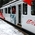 白朗峰特快車(Mont-Blanc  Express)抵達 LE CHATELARD-FRONTIERE站時，站務員上車宣布了一些話，然後大家都下車了

