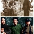 1949年毛澤東與長子毛岸英、兒媳劉松林(左一)、次女李訥在北平香山