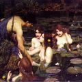 "Hylas and the Nymphs" by English painter John William Waterhouse, 1896. 大力士 Hercules 最愛的伴侶, 帶他上 the Argo 一起去找金羊毛, 途中被水寧芙拐走, 造成 Hercules 大發瘋.