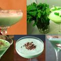 蚱蜢 (Grasshopper): 酒精濃度極低. 1 ounce green creme de menthe  1 ounce white creme de cacao  1 to 2 ounces cream  Mint leaves or chocolate shavings, to garnish 