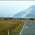 遠方的山景，就是紐西蘭 南阿爾卑斯山脈。