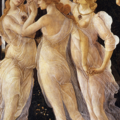 History of Art____The Three Graces in Primavera, 1482, by Sandro Botticelli (1445-1510)