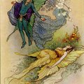 Oberon casts a spell on Titania   A Midsummer Night’s Dream by William Shakespeare  illustrated by Warwick Goble 
