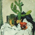 Anton Lutz (Austrian, 1894–1992) Kakteen und rote Glasschale, 1936____cactus in art