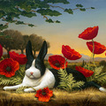 Kevin Sloan (American) - Rabbit In Poppies, 2005-2006____Red Lipstick Resurrected