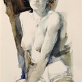 Half Nude with Amulet   -    Wetzel, Christoph , 1987.  German, b.1947-  watercolor over lead , 
