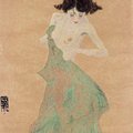 Egon Schiele Frau in einem grünen Kleid - 1912