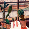 Cacti in the window with Boats on the Horizon at the Kralingse Plas -  Herman Frederik Bieling  1932
Dutch 1887-1964