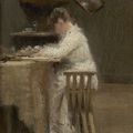 An elegant lady reading    -    Johannes Theodorus ‘Jan’ Toorop , 1883  Dutch,1858-1928