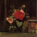 Bouquet of Flowers in a Glass beside a Tobacco Pot, 1873, ____Camille Corot