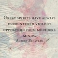 Great spirits have always encountered violent opposition from mediocre minds.  Albert Einstein 偉大的精神總是遭到平庸思想的強烈反對。 艾爾伯特愛因斯坦