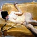 Nude on the Yellow Sofa [1912] ////Joaquin Sorolla y Bastida