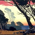 Windblown Cypress Trees (woodcut), William Seltzer Rice, 1930; Fine Arts Museums of San Francisco