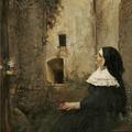 A Nun Contemplating a Cross in a Garden, Ferdinand Wagner. Germany, (1819 - 1881)