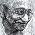 墨線素描人物\甘地（Mahatma Gandhi）印度國父
