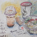 2015.06.14星期天下午茶的繪畫課，我的作品示範教學以卡達水性蠟筆和水筆暈染