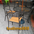 淡水-(月神)LUNA咖啡_S13101鐵製塑木椅(橫條款)+A47A17-80cm半鋁玻璃圓桌-s