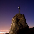 Jupiter and Venus over the cross