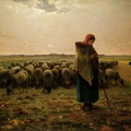 米勒（Jean-François Millet），牧羊女與羊群 1863 