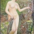 藤島武二(1867-1943)生於日本鹿兒島縣, 
長期領導日本西洋畫壇，留下許多浪漫主義風格作品, 
本畫呈現春天甜美的情趣