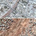 利比亞水庫潰壩德爾納市前後比較圖